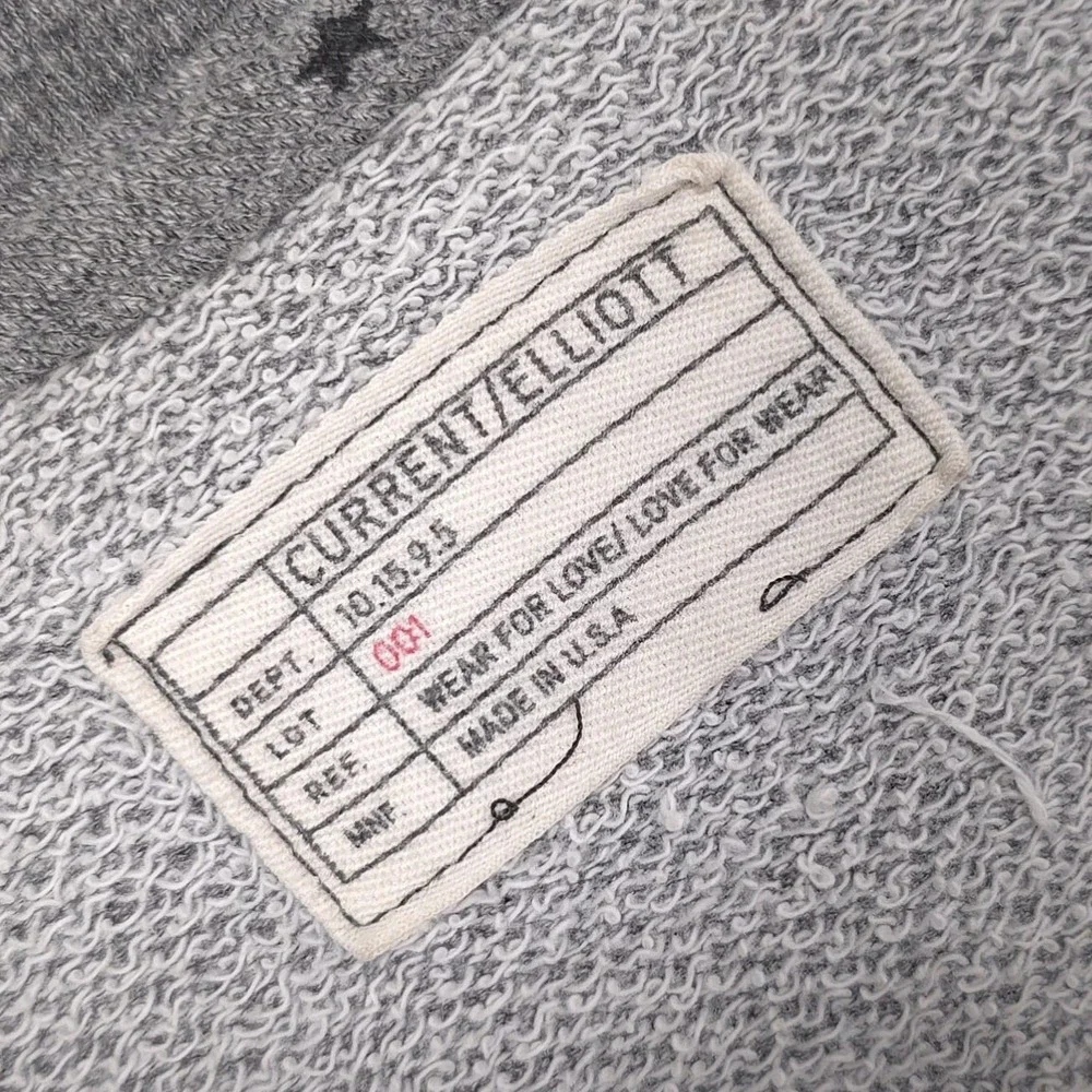 CURRENT/ELLIOTT Ruffle Swearshirt Heather Grey Mini‎ Polka Stars MEDIUM USA MADE
